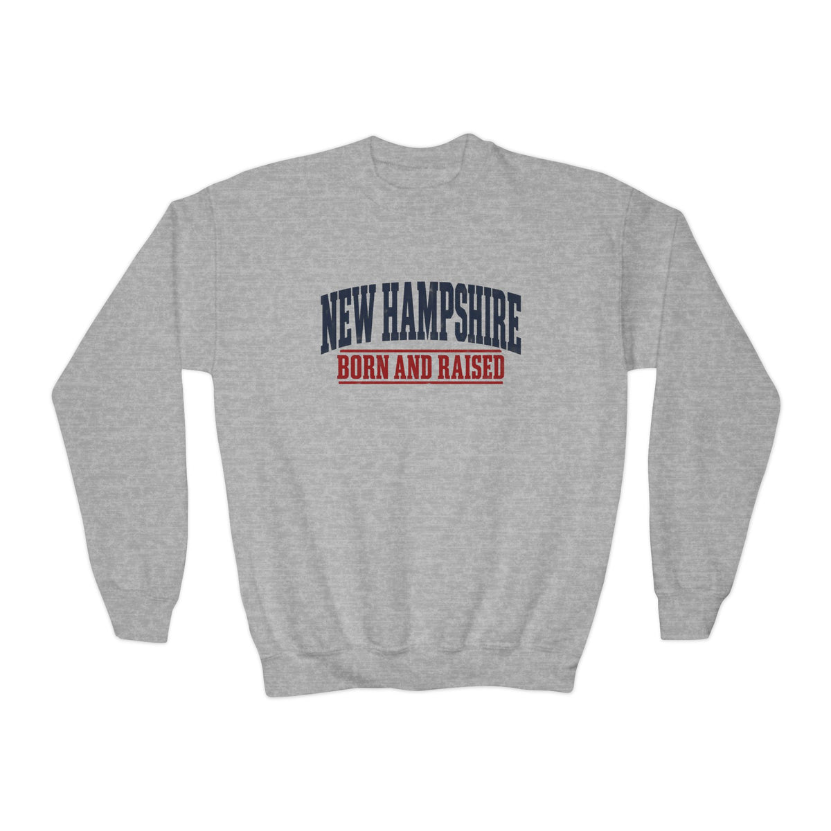 New Hampshire Born and Raised Rugged New England Unisex Youth Crewneck Sweatshirt