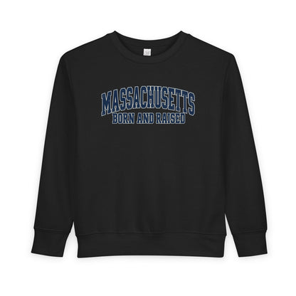 Massachusetts Born and Raised Vintage Collegiate Unisex Toddler Sweatshirt