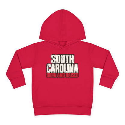 South Carolina Born and Raised Southern Streetwear Unisex Toddler Pullover Fleece Hoodie