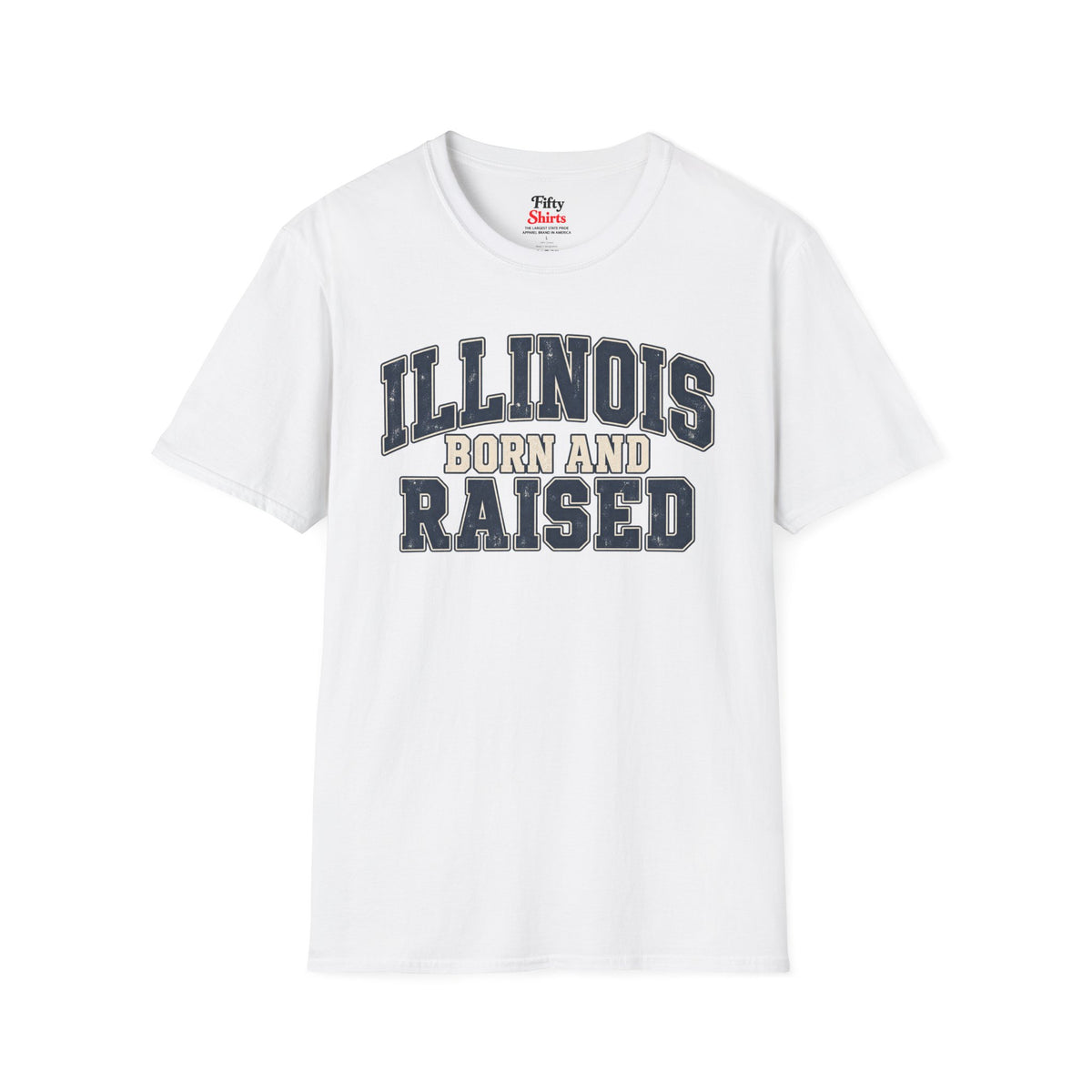 Illinois Born and Raised Unisex Softstyle T Shirt State Name Graphic Tee