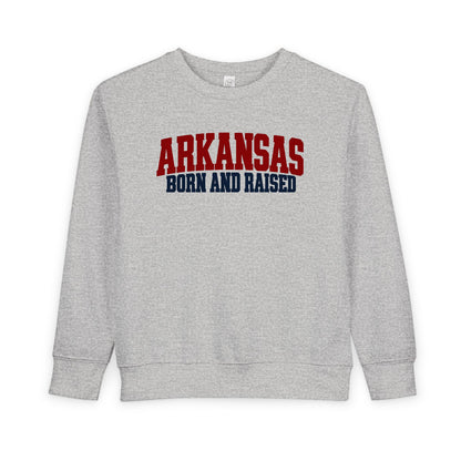 Arkansas Born and Raised Rugged Workwear Unisex Toddler Sweatshirt