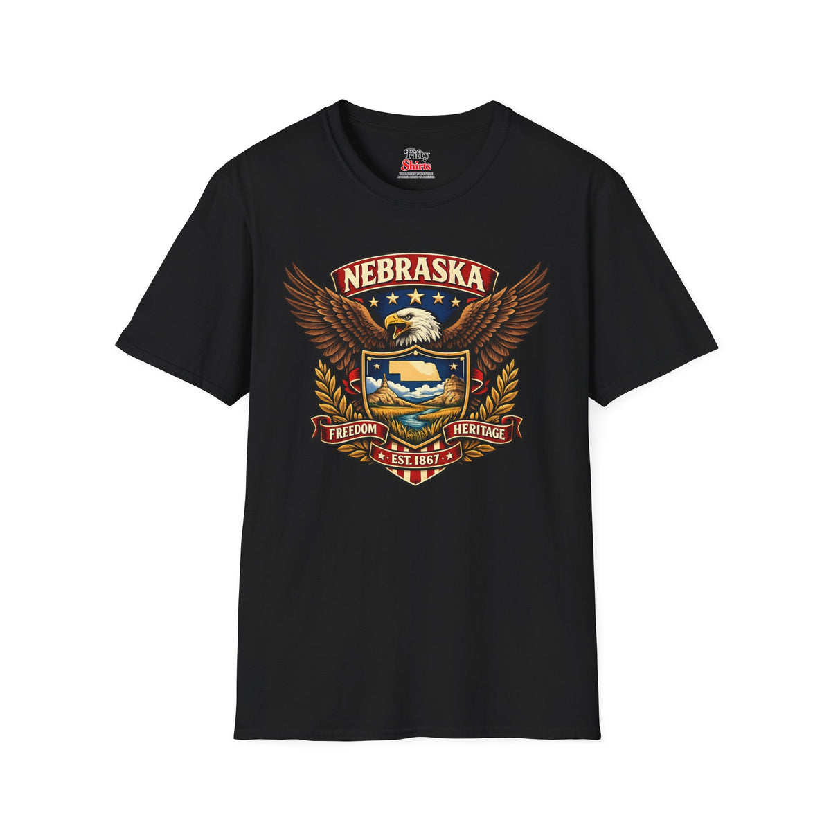 Nebraska Americana Eagle Unisex Softstyle T Shirt State Pride Graphic Tee Collections FS03