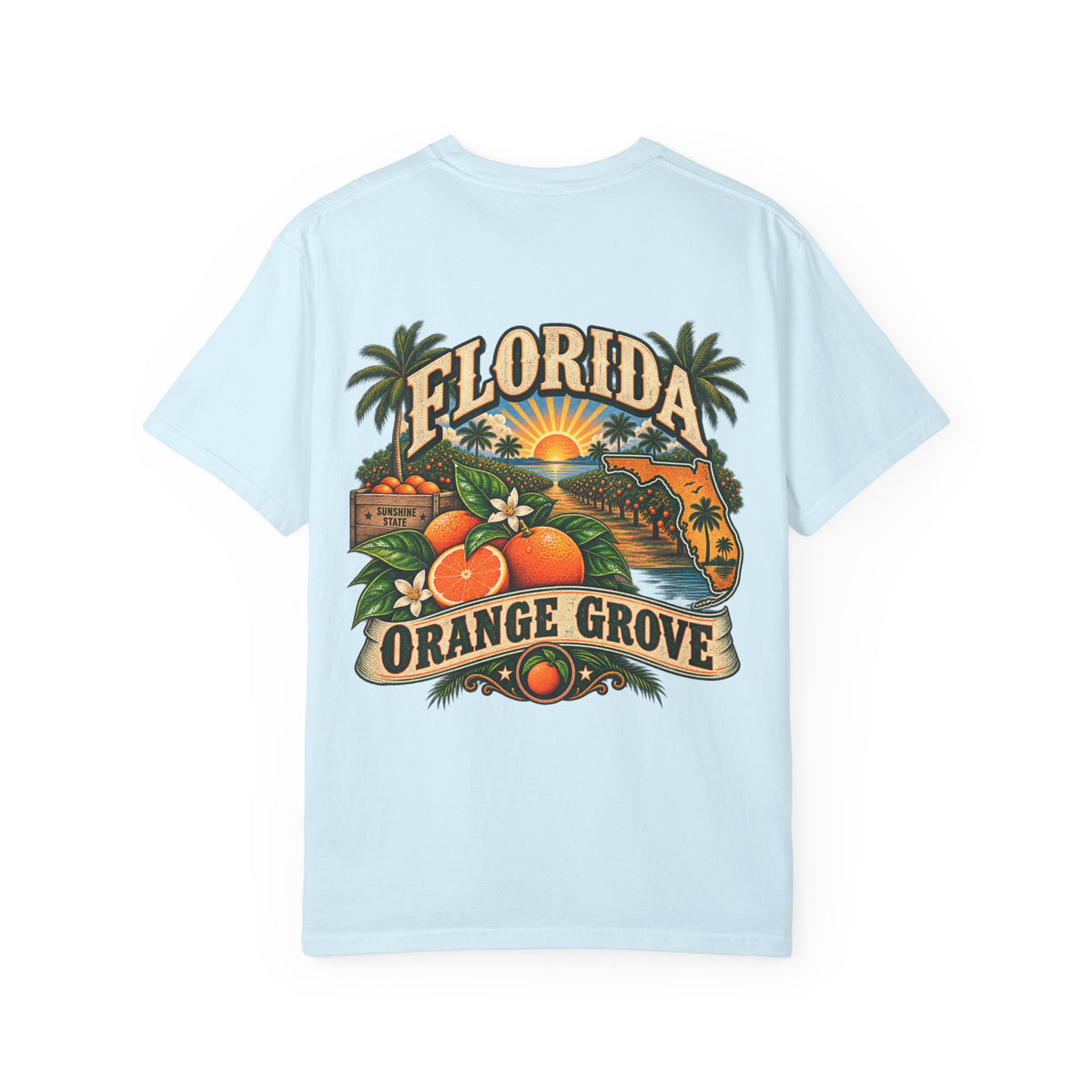 Florida Orange Grove  Unisex Comfort Color 1717 Streetwear Graphic Tee