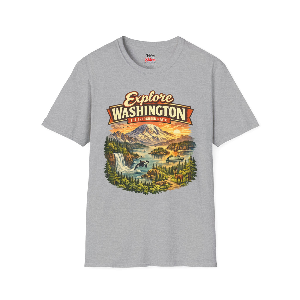 Explore Washington Unisex Softstyle T Shirt State Pride Graphic Tee Collections FS03