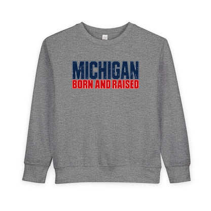 Michigan Born and Raised Modern Streetwear Unisex Toddler Sweatshirt