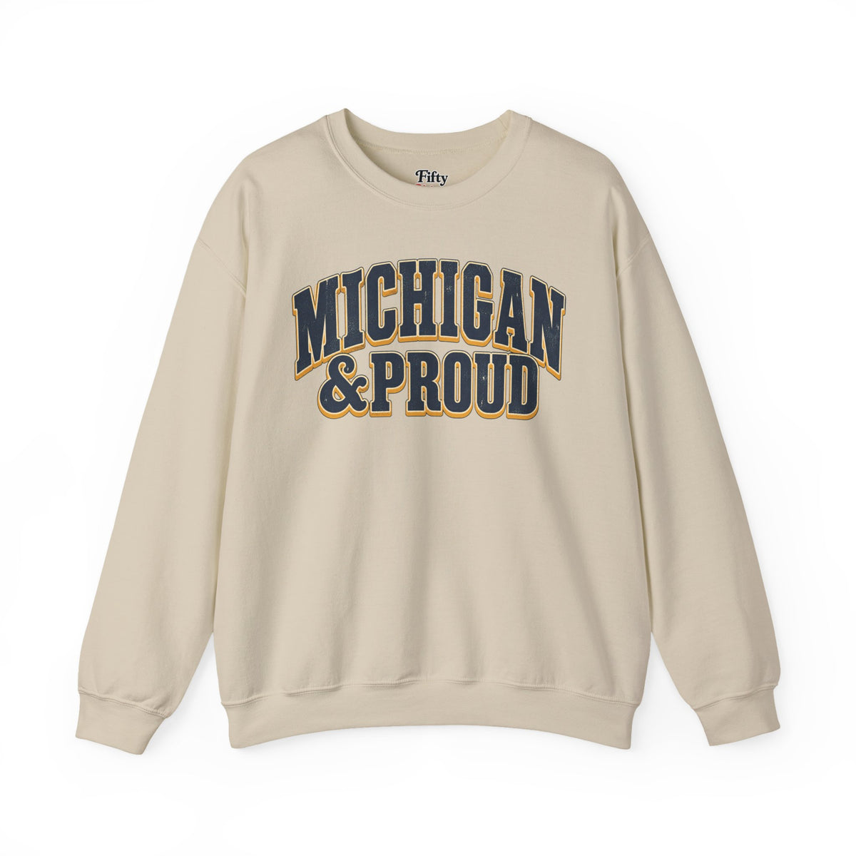 Michigan and Proud Unisex Crewneck Sweatshirt State Name Graphic