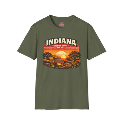 Indiana Countryside Sunset Unisex Softstyle T Shirt State Pride Graphic Tee Collections FS03