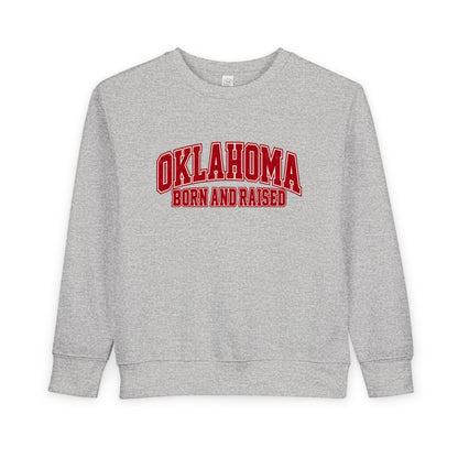 Oklahoma Born and Raised Old-School Athletic Unisex Toddler Sweatshirt