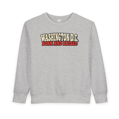 Washington DC Born and Raised Retro 1970s Unisex Toddler Sweatshirt