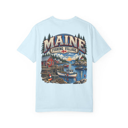 Maine Fishing Village Unisex Comfort Color 1717 Streetwear Graphic Tee