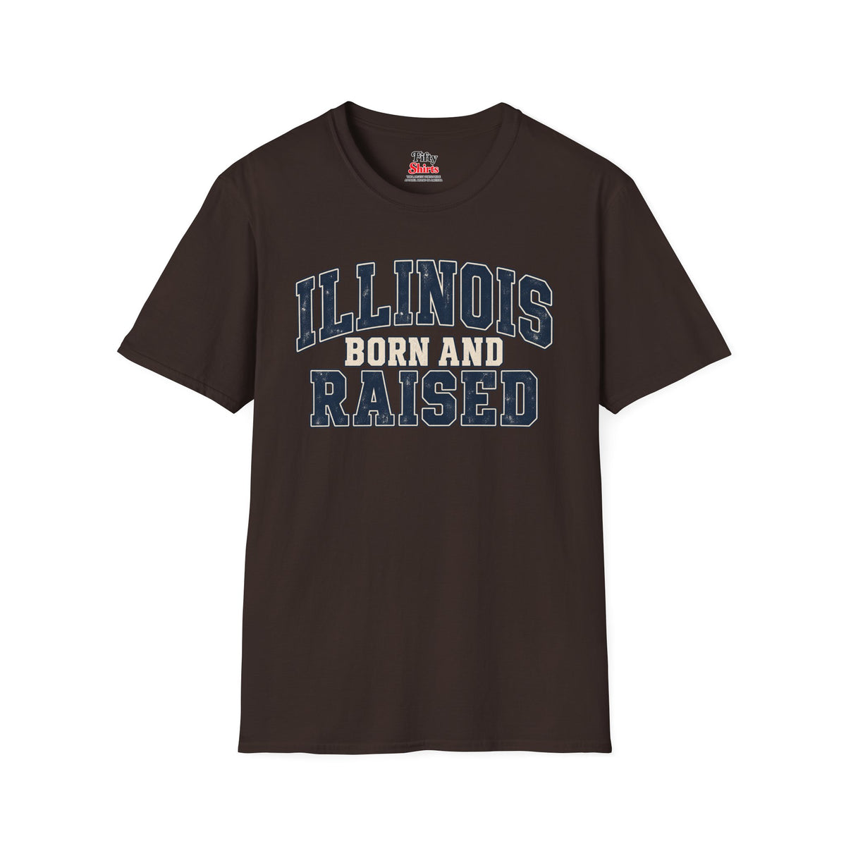 Illinois Born and Raised Unisex Softstyle T Shirt State Name Graphic Tee