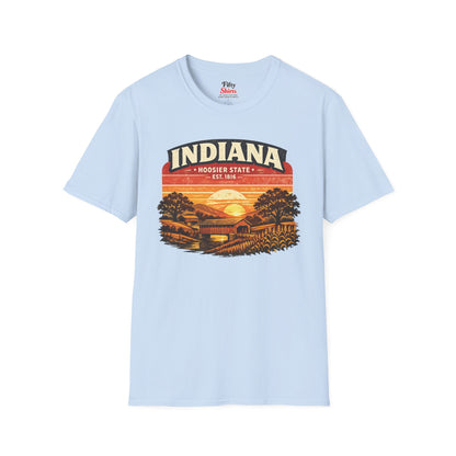 Indiana Countryside Sunset Unisex Softstyle T Shirt State Pride Graphic Tee Collections FS03