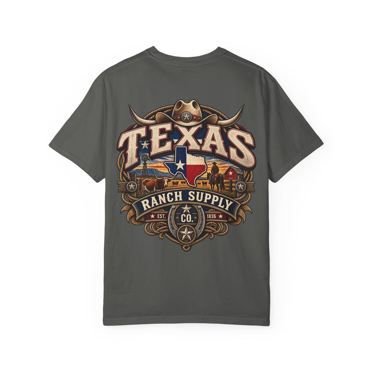 Texas Ranch Supply Co. Unisex Comfort Color 1717 Streetwear Graphic Tee