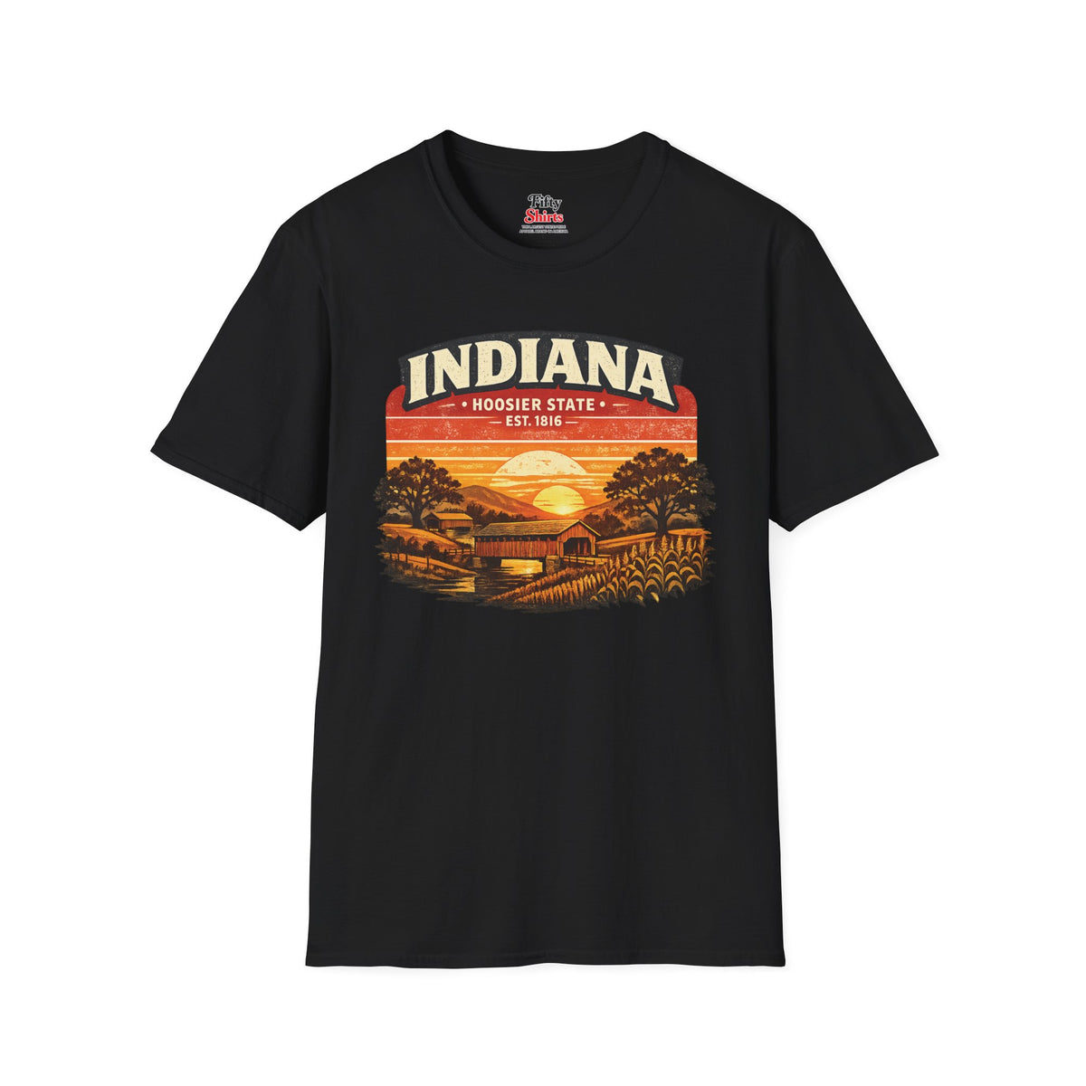 Indiana Countryside Sunset Unisex Softstyle T Shirt State Pride Graphic Tee Collections FS03