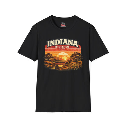 Indiana Countryside Sunset Unisex Softstyle T Shirt State Pride Graphic Tee Collections FS03