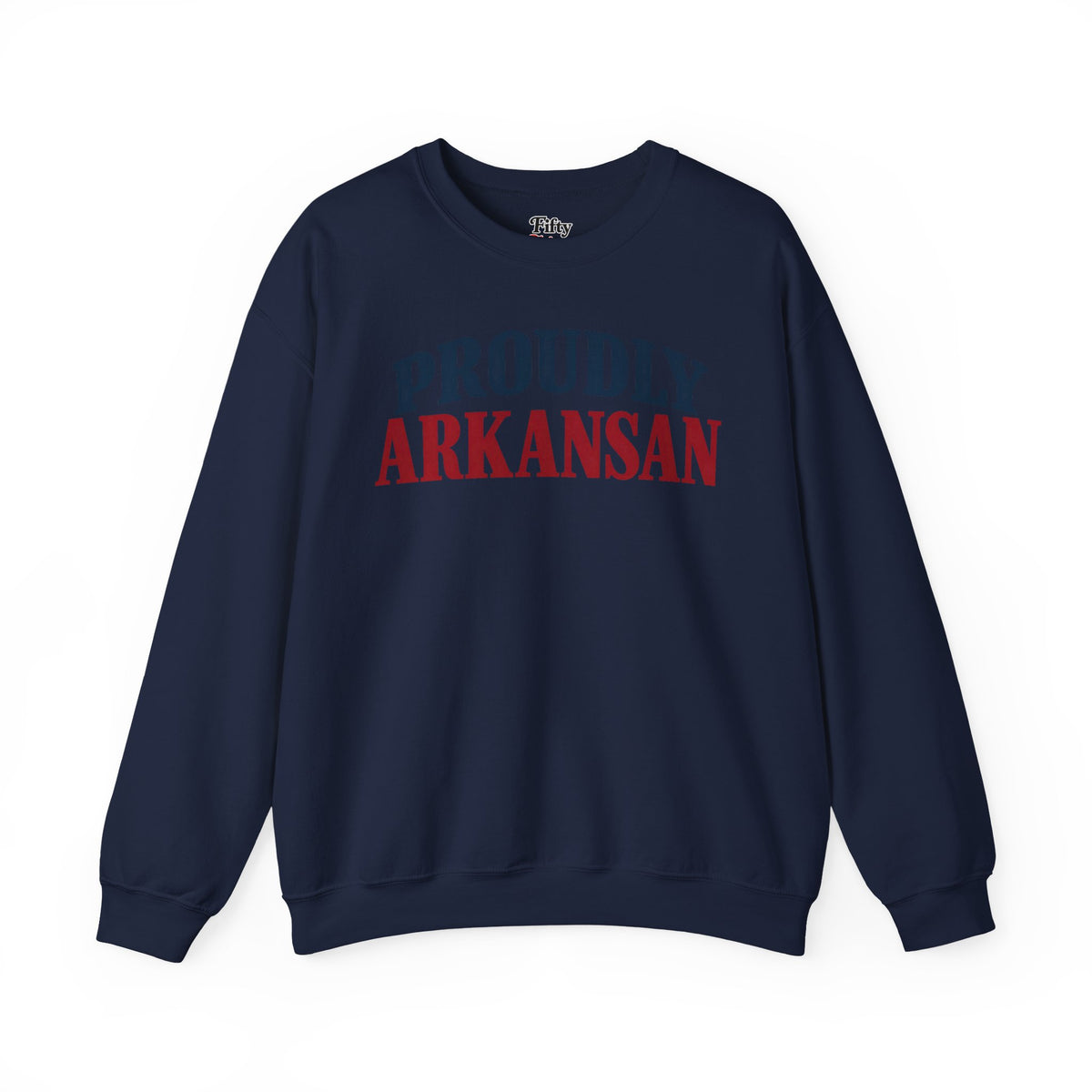Proudly Arkansan Arkansas Unisex Crewneck Sweatshirt State Name Graphic