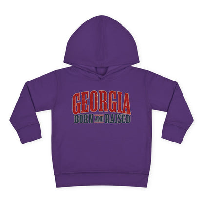 Georgia Born and Raised Southern Heritage Unisex Toddler Pullover Fleece Hoodie