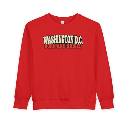Washington DC Born and Raised Retro 1970s Unisex Toddler Sweatshirt