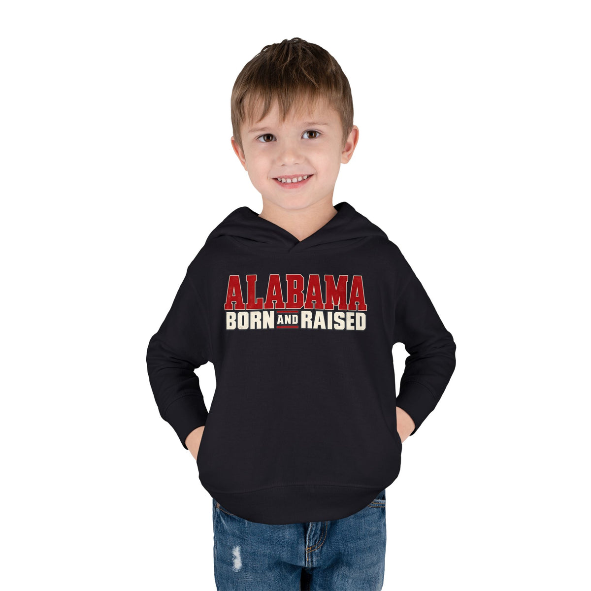 Alabama Born and Raised Premium Southern Streetwear Unisex Toddler Pullover Fleece Hoodie