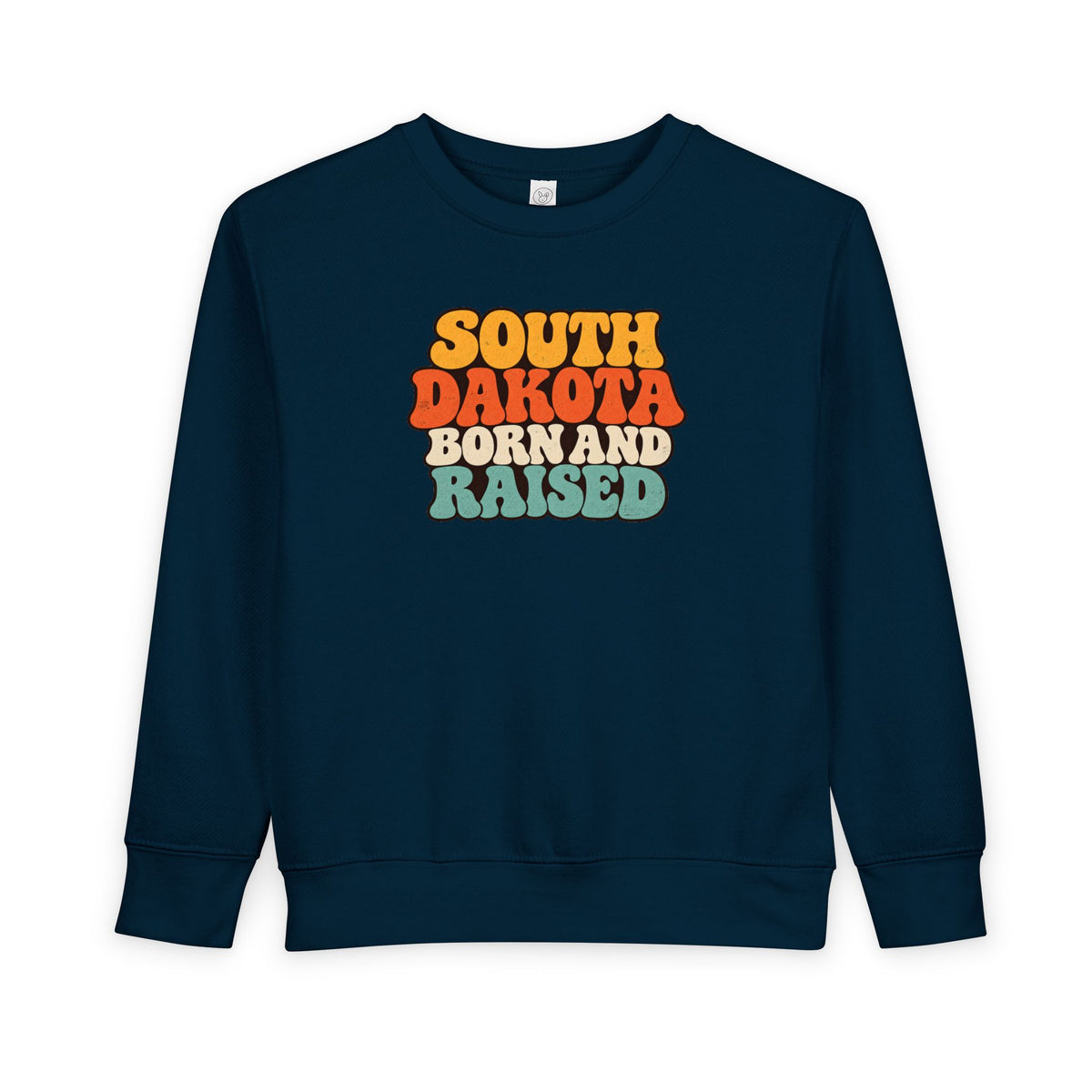 South Dakota Born and Raised Retro 1970s Unisex Toddler Sweatshirt