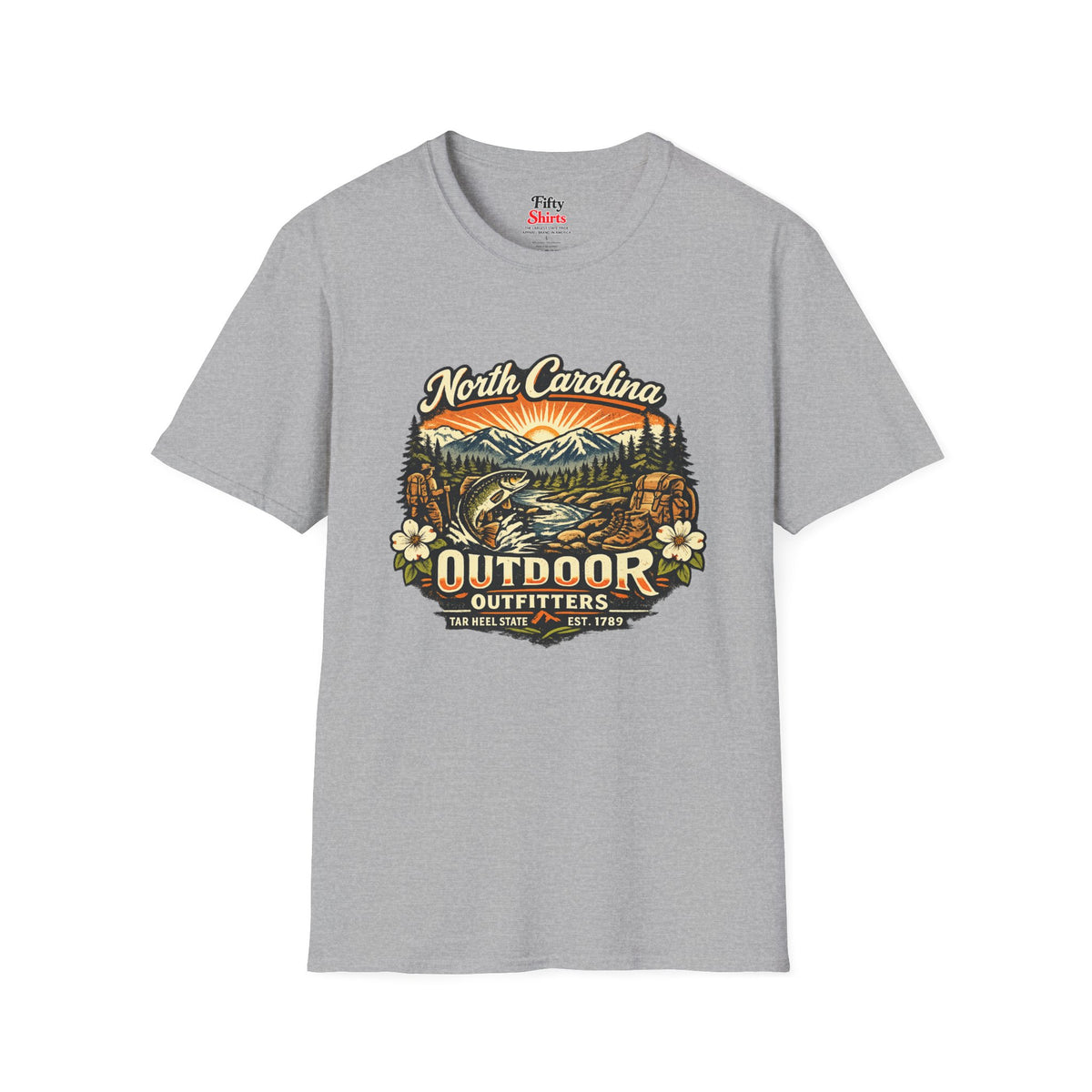 North Carolina Outdoor Outfitters Unisex Softstyle T Shirt State Pride Graphic Tee Collections FS03