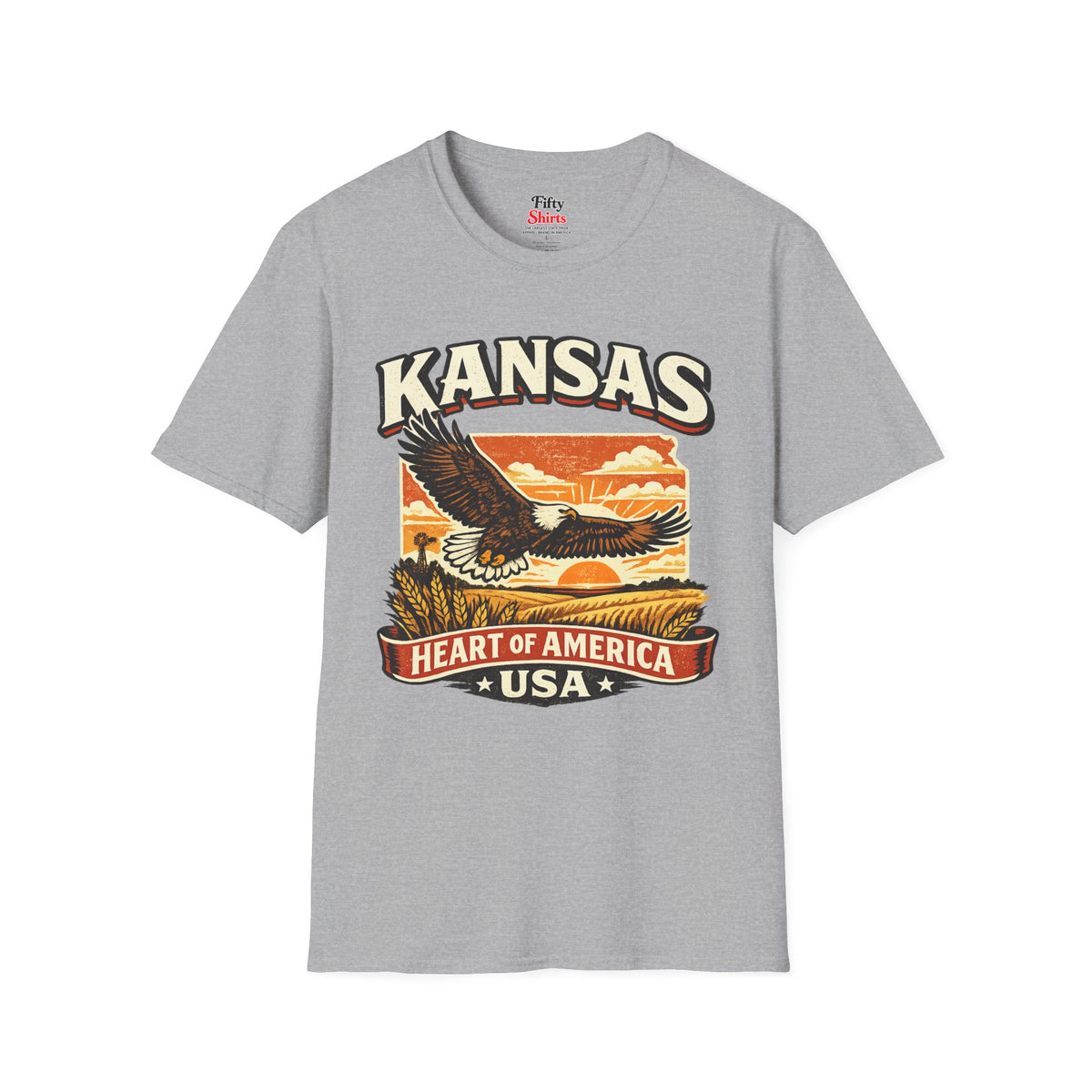 Heart of America Kansas Unisex Softstyle T Shirt State Pride Graphic Tee Collections FS03