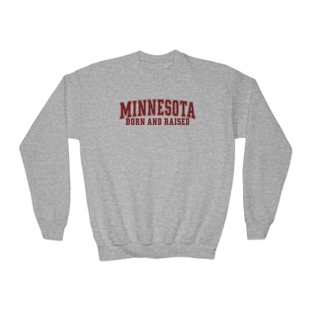 Minnesota Born and Raised Vintage Collegiate Unisex Youth Crewneck Sweatshirt Graphic
