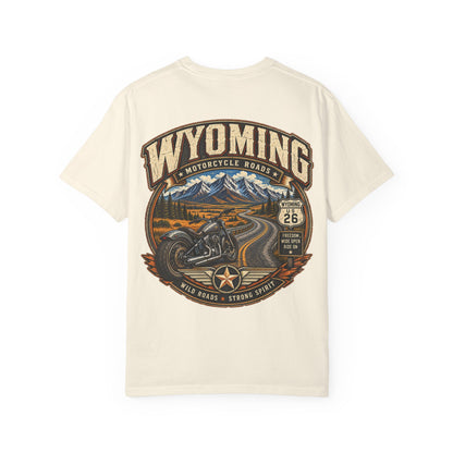 Wyoming Motorcycle Roads Unisex Comfort Color 1717 Streetwear Graphic Tee