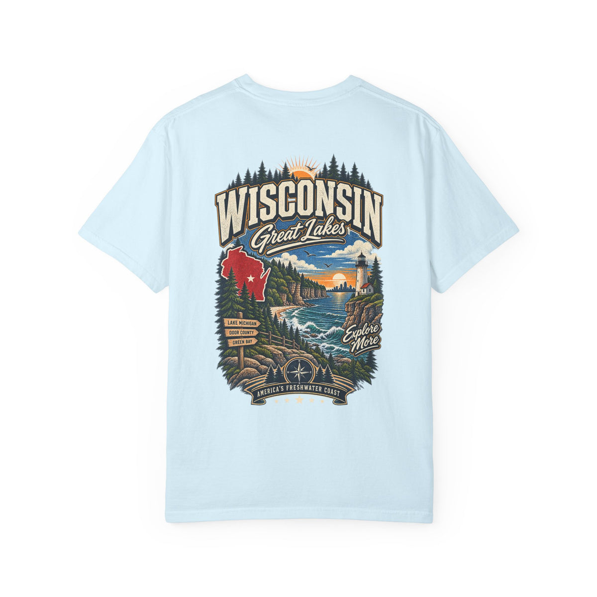 Wisconsin Great Lakes Unisex Comfort Color 1717 Streetwear Graphic Tee