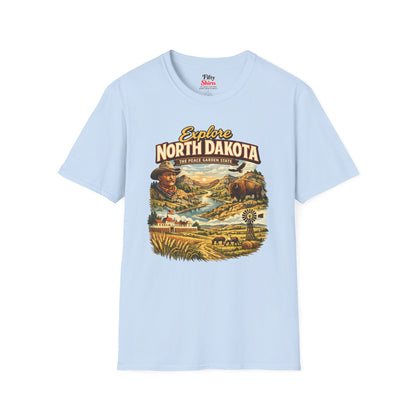 Explore North Dakota Unisex Softstyle T Shirt State Pride Graphic Tee Collections FS03