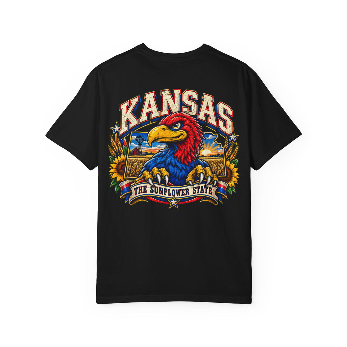 Kansas Jayhawk Emblem Unisex Comfort Color 1717 Streetwear Graphic Tee