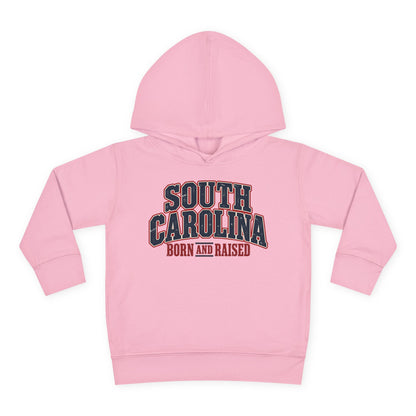South Carolina Born and Raised Southern Americana Unisex Toddler Pullover Fleece Hoodie