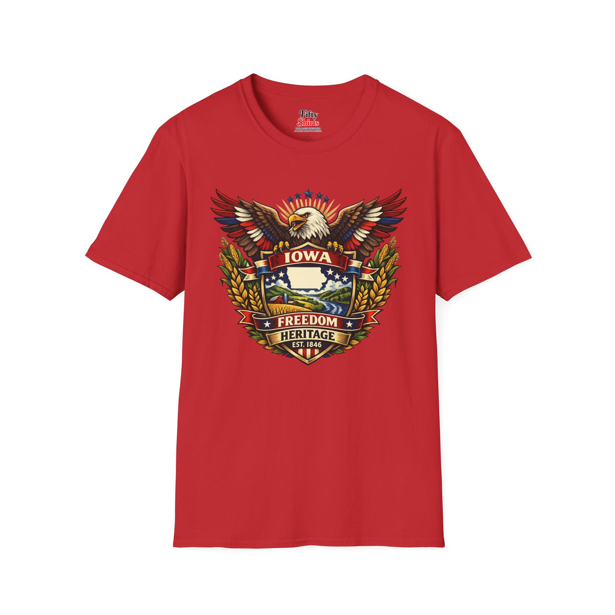 Iowa Americana Eagle Unisex Softstyle T Shirt State Pride Graphic Tee Collections FS03