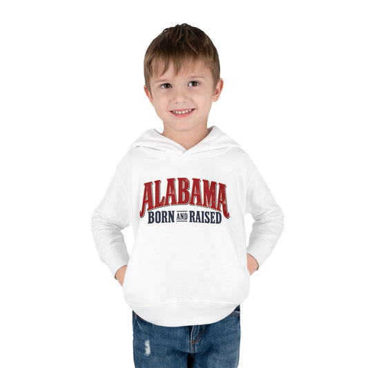 Alabama Born and Raised Vintage Sign Unisex Toddler Pullover Fleece Hoodie
