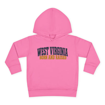 West Virginia Born and Raised Bold Workwear Unisex Toddler Pullover Fleece Hoodie