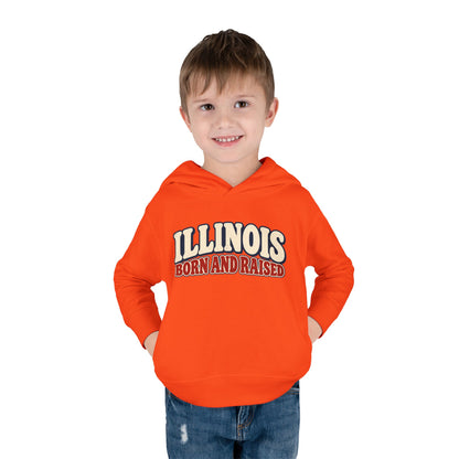 Illinois Born and Raised Retro 1970s Unisex Toddler Pullover Fleece Hoodie