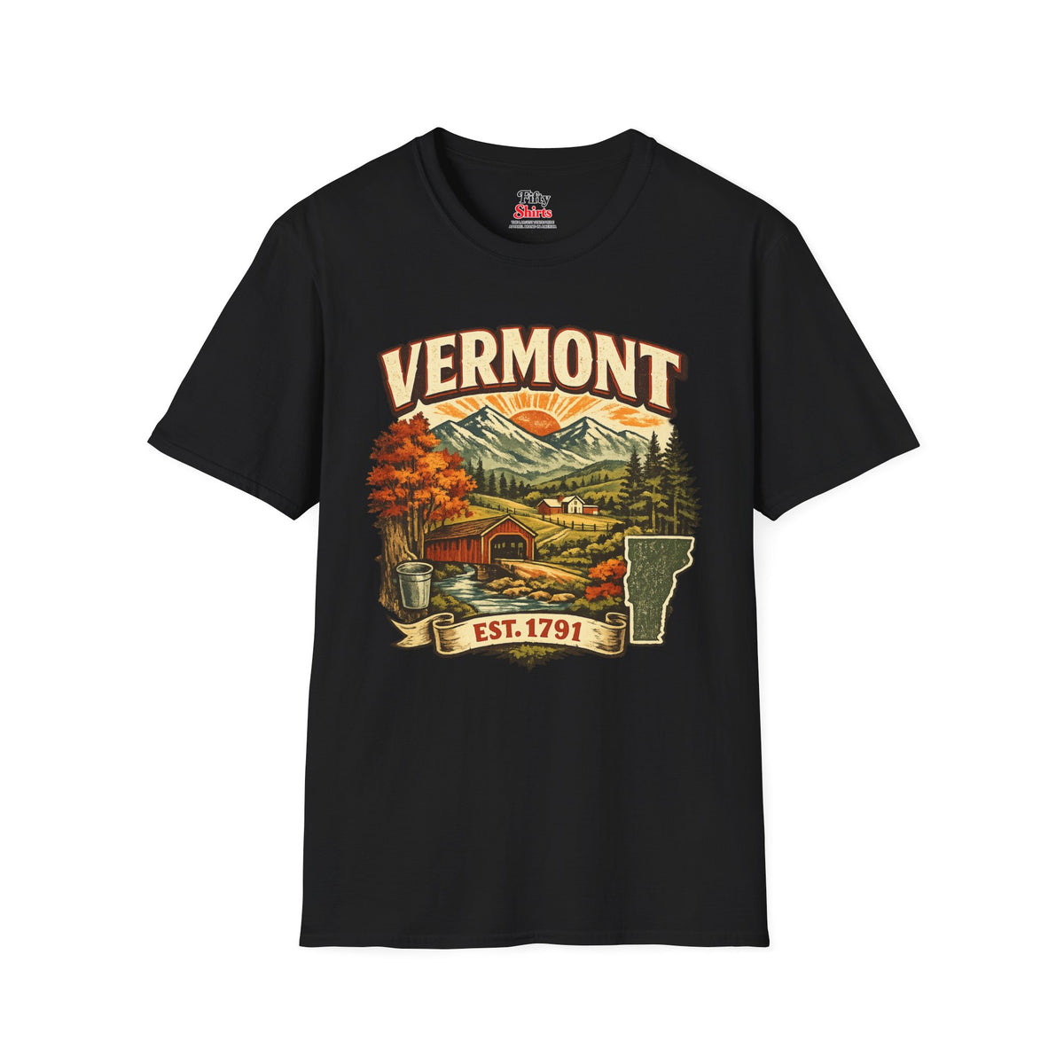 Vintage Vermont Heritage Unisex Softstyle T Shirt State Pride Graphic Tee Collections FS03