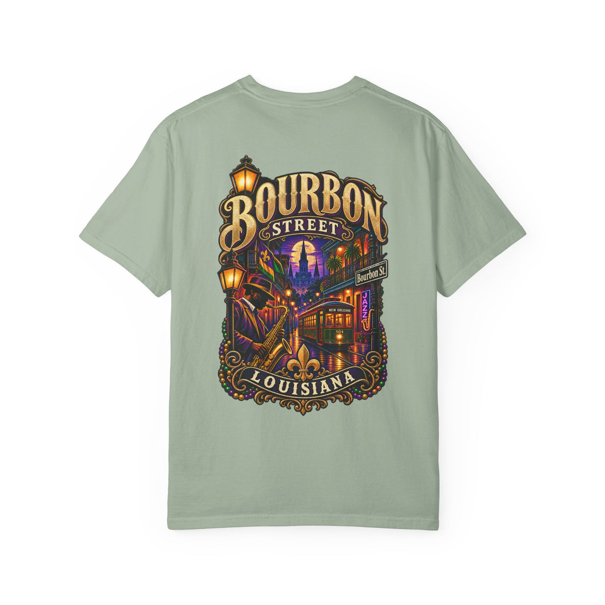 Louisiana Bourbon Street Nights Unisex Comfort Color 1717 Streetwear Graphic Tee