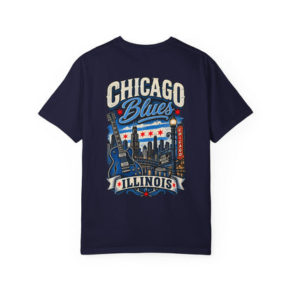 Chicago Illinois Blues Streetwear Unisex Comfort Color 1717 Streetwear Graphic Tee