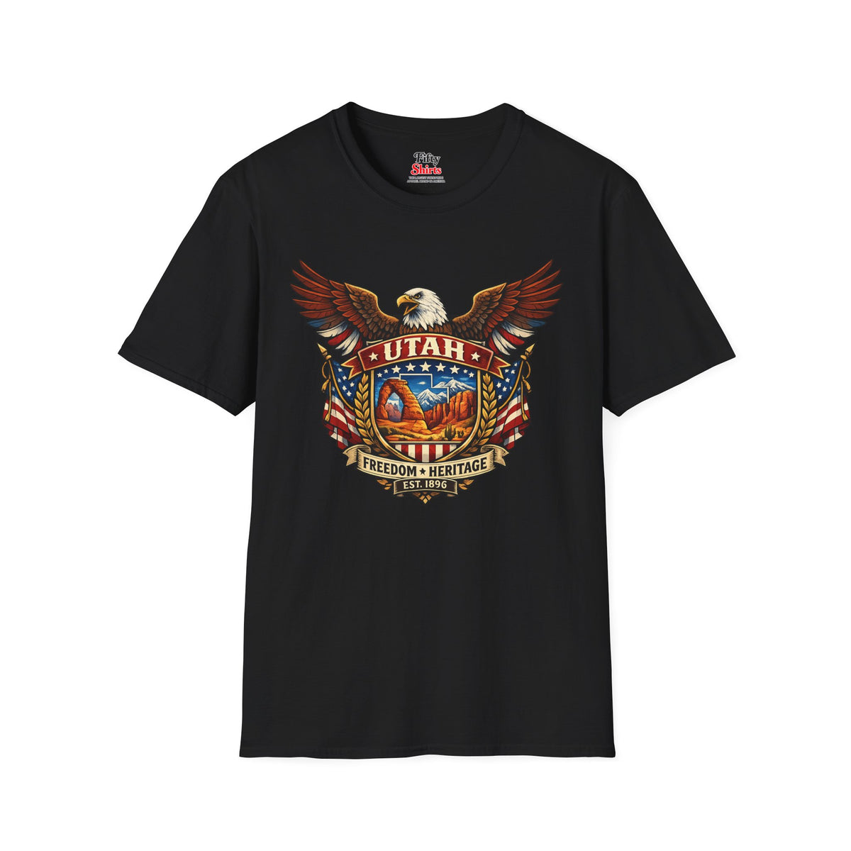 Utah Americana Eagle Unisex Softstyle T Shirt State Pride Graphic Tee Collections FS03