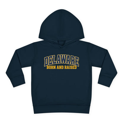 Delaware Born and Raised Old-School Athletic Unisex Toddler Pullover Fleece Hoodie