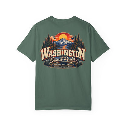 Washington Sunset Peaks Unisex Comfort Color 1717 Streetwear Graphic Tee