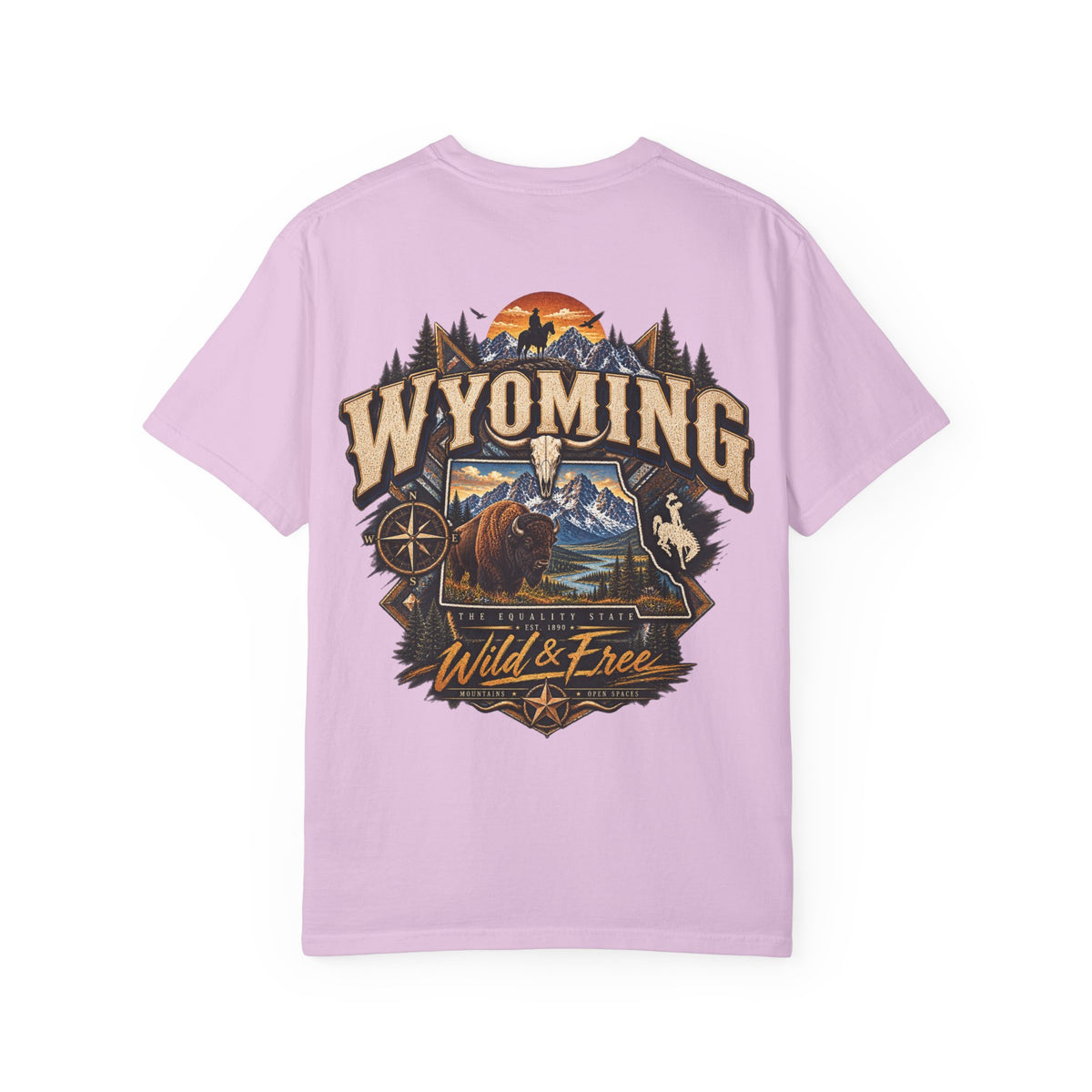 Wyoming Wild and Free Unisex Comfort Color 1717 Streetwear Graphic Tee