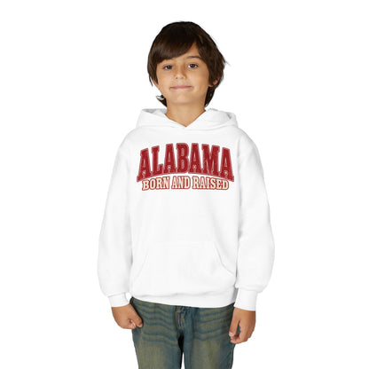 Alabama Born and Raised Classic Southern Heritage Unisex Youth Heavy Blend Hooded Sweatshirt Graphic