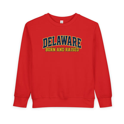 Delaware Born and Raised Old-School Athletic Unisex Toddler Sweatshirt