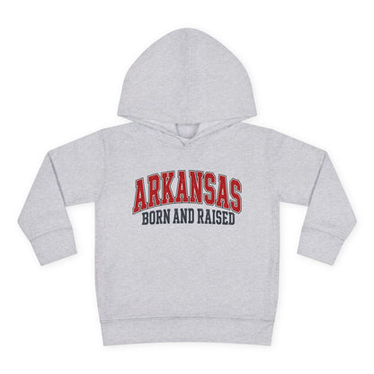 Arkansas Born and Raised Vintage Athletic Heritage Unisex Toddler Pullover Fleece Hoodie