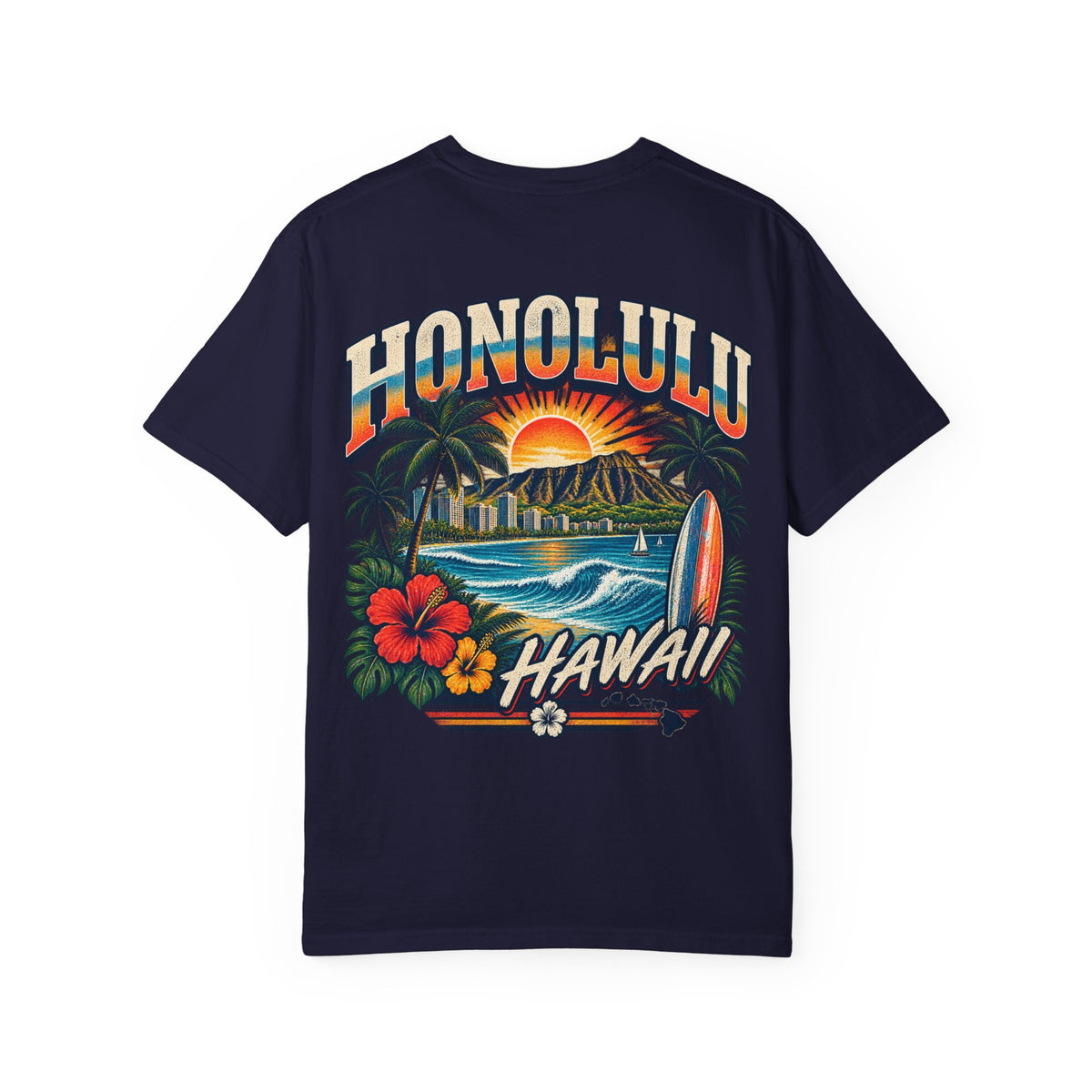Honolulu Hawaii Unisex Comfort Color 1717 Streetwear Graphic Tee