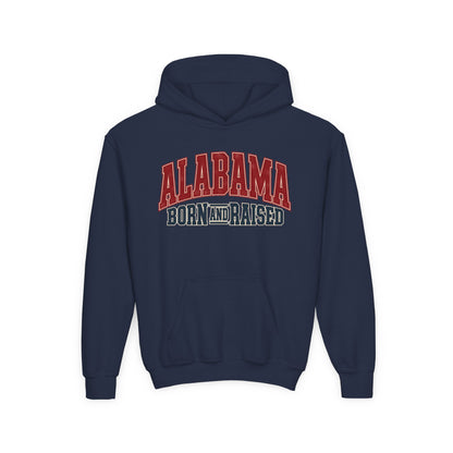 Alabama Born and Raised Vintage Athletic Heritage Unisex Youth Heavy Blend Hooded Sweatshirt Graphic