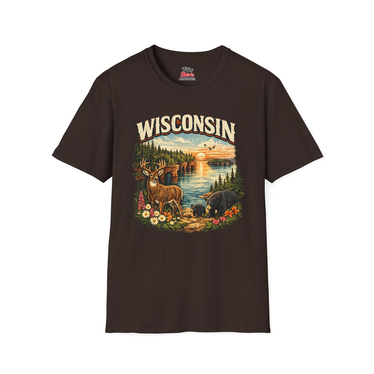 Wisconsin Wildlife Unisex Softstyle T Shirt State Pride Graphic Tee Collections FS03