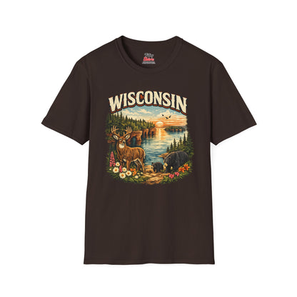 Wisconsin Wildlife Unisex Softstyle T Shirt State Pride Graphic Tee Collections FS03